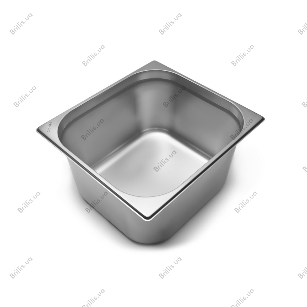 Гастроемкость Brillis н/ж сталь GN 2/3 - 200 mm - фото № 1